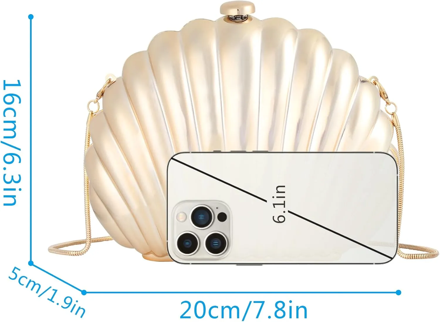 Women Seashell Evening Bag Purse Mermaid Chain Strap Clutch Handbag Shoulder Bag