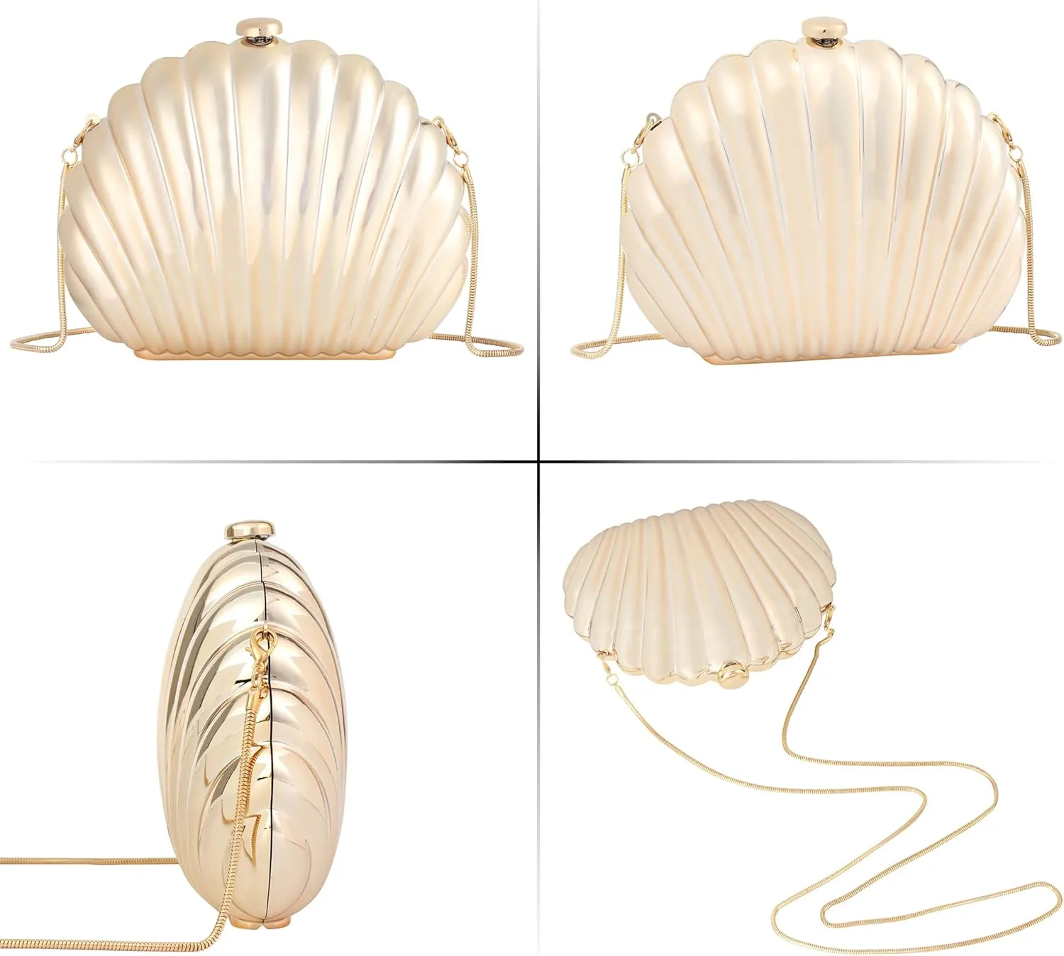 Women Seashell Evening Bag Purse Mermaid Chain Strap Clutch Handbag Shoulder Bag