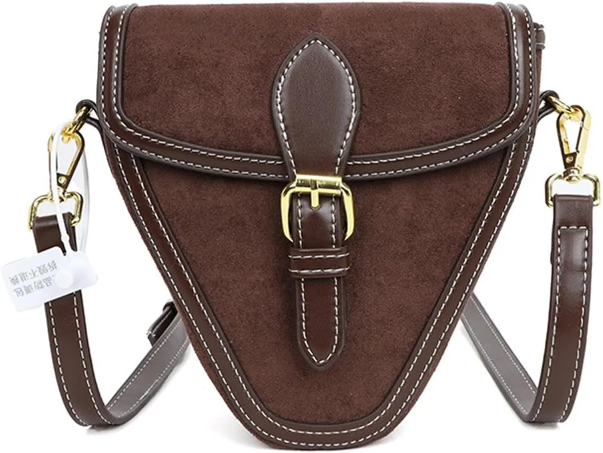 Women Shoulder Bag, Vintage Large Capacity PU Leather Triangle Purse Button Closure Crossbody Bag