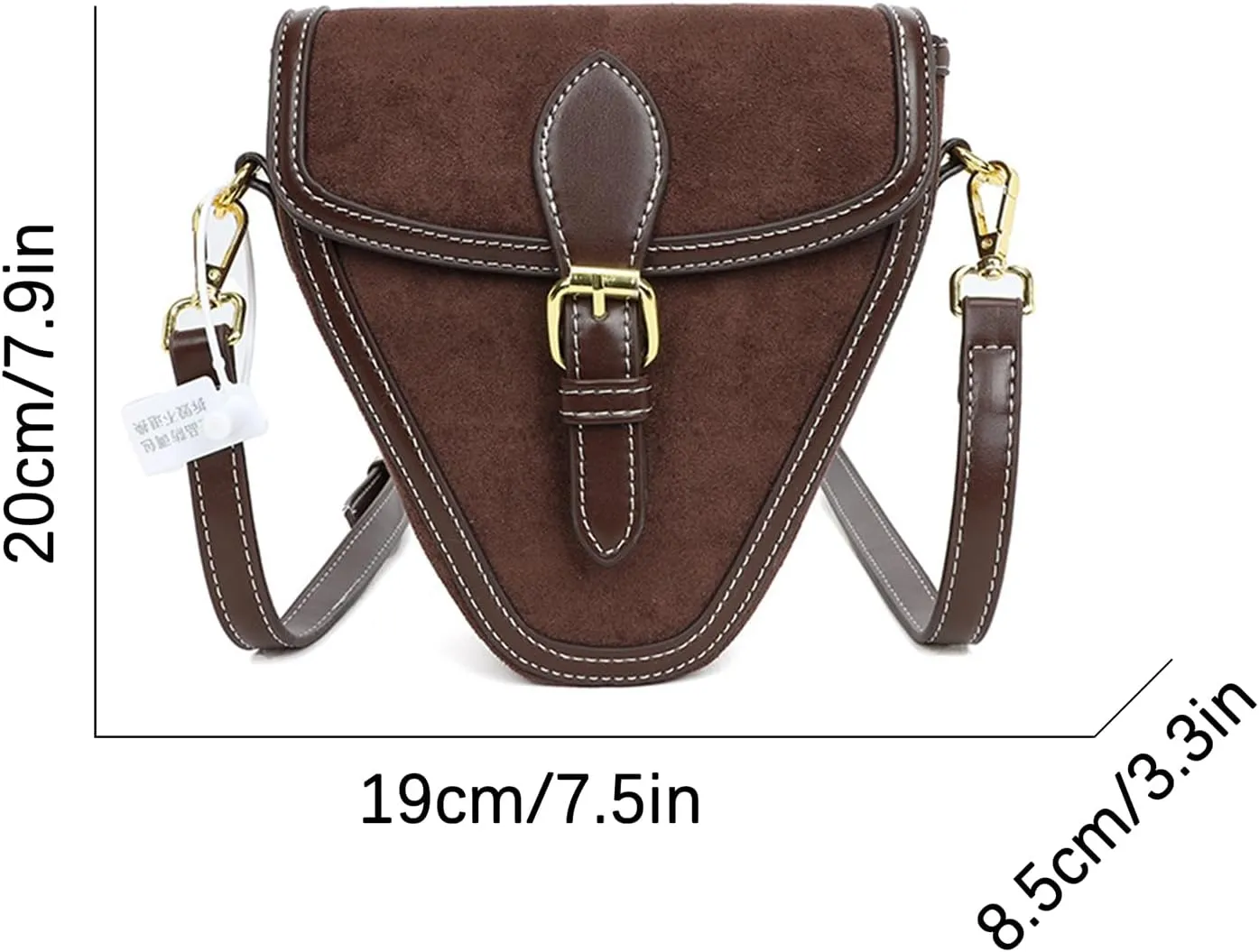 Women Shoulder Bag, Vintage Large Capacity PU Leather Triangle Purse Button Closure Crossbody Bag