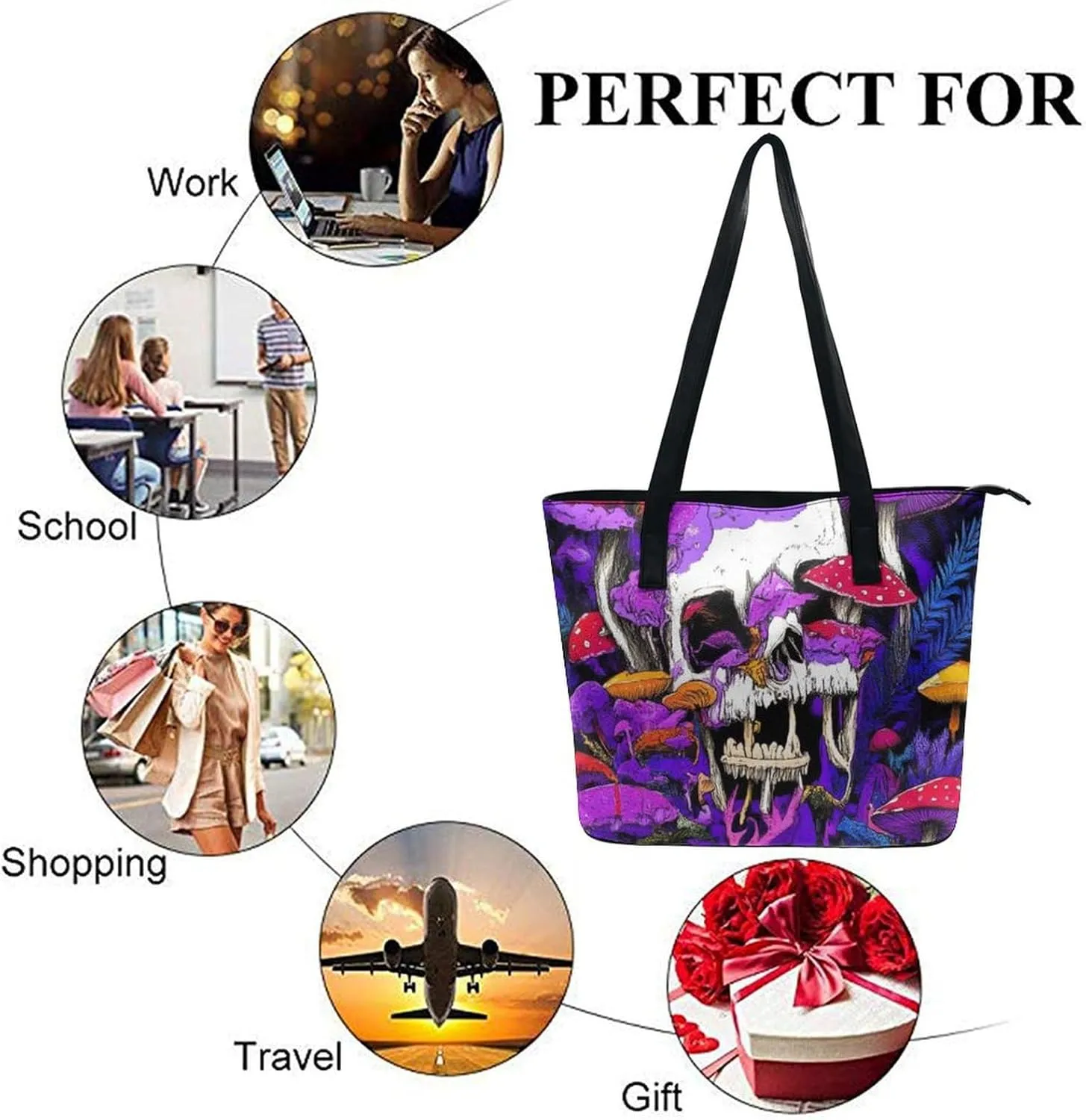 Women Tote Bag PU Leather Travel Shoulder Bags Casual Handbags
