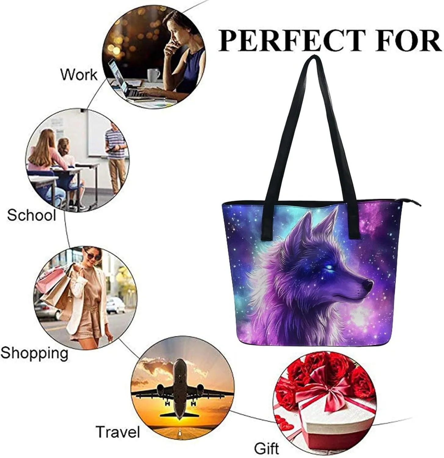 Women Tote Bags Casual Handbags PU Leather Shoulder Travel Bag