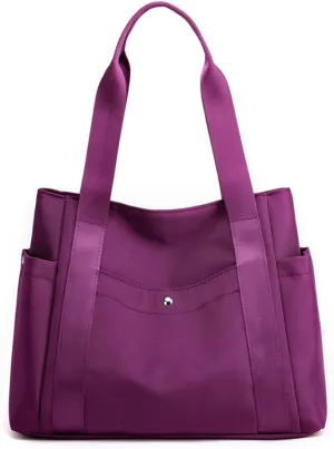 Women Tote Shoulder Handbag Water resistant Nylon Hobo Purse Multi Pocket Top Handle Shopper Shoulder Bag