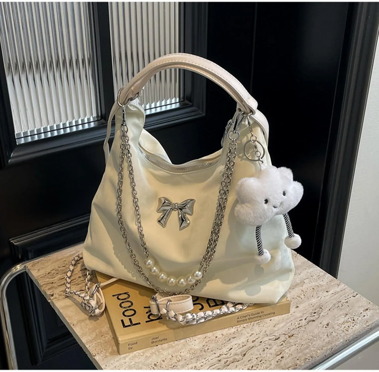 Women's Aesthetic Crossbody Bag Cute Bag Handbag Tote Bag Shoulder Bag Bag with Metal Chain Pendant