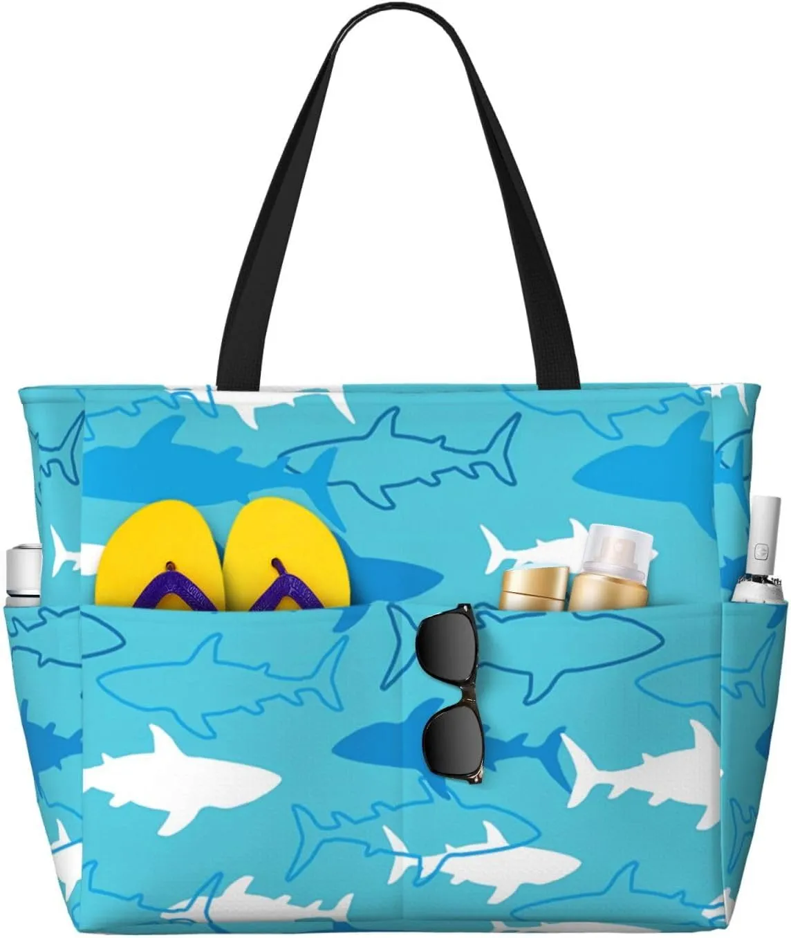 Women's Beach Travel Bags Large Waterproof Tote Bag with Pockets Sandproof Handbag for Beach Gym Vacation