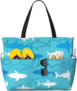 Women's Beach Travel Bags Large Waterproof Tote Bag with Pockets Sandproof Handbag for Beach Gym Vacation