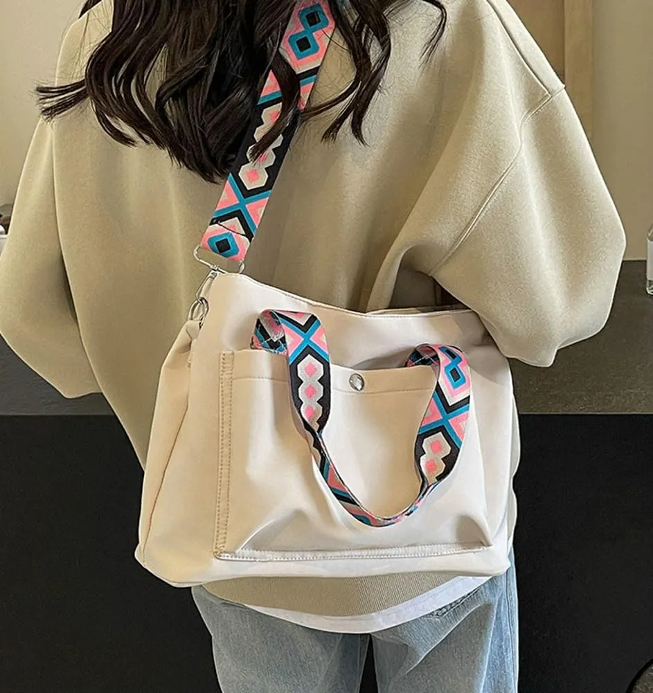 Womens Casual Nylon Tote Bags Canvas Shoulder Crossbody Bag Large Handbags Fashion Top Handle Purse Travel