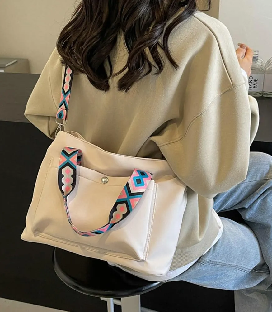 Womens Casual Nylon Tote Bags Canvas Shoulder Crossbody Bag Large Handbags Fashion Top Handle Purse Travel