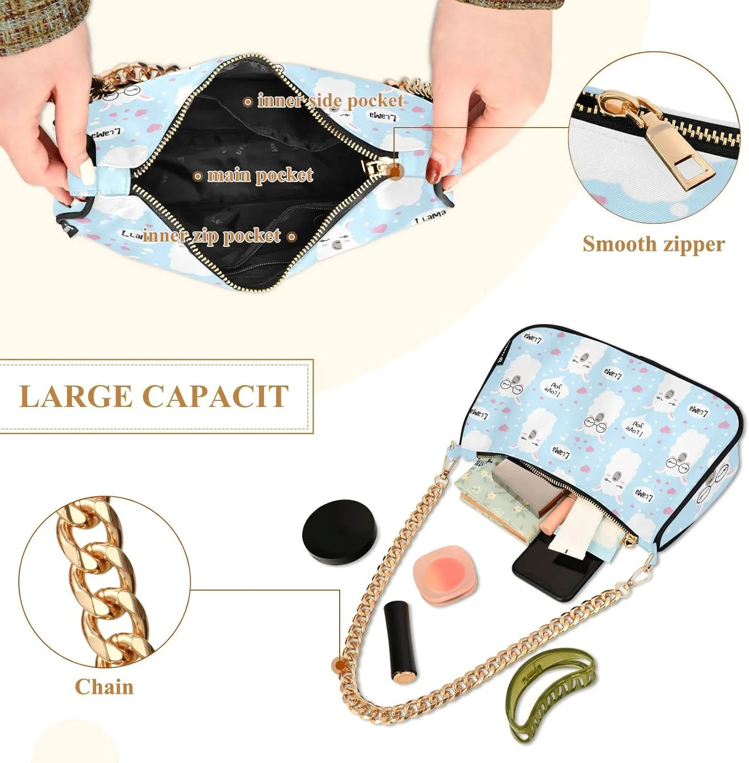 Women's Chain Bag, Shoulder Bag, Handbag Purse, Tote Bag, Fashion Underarm Bag