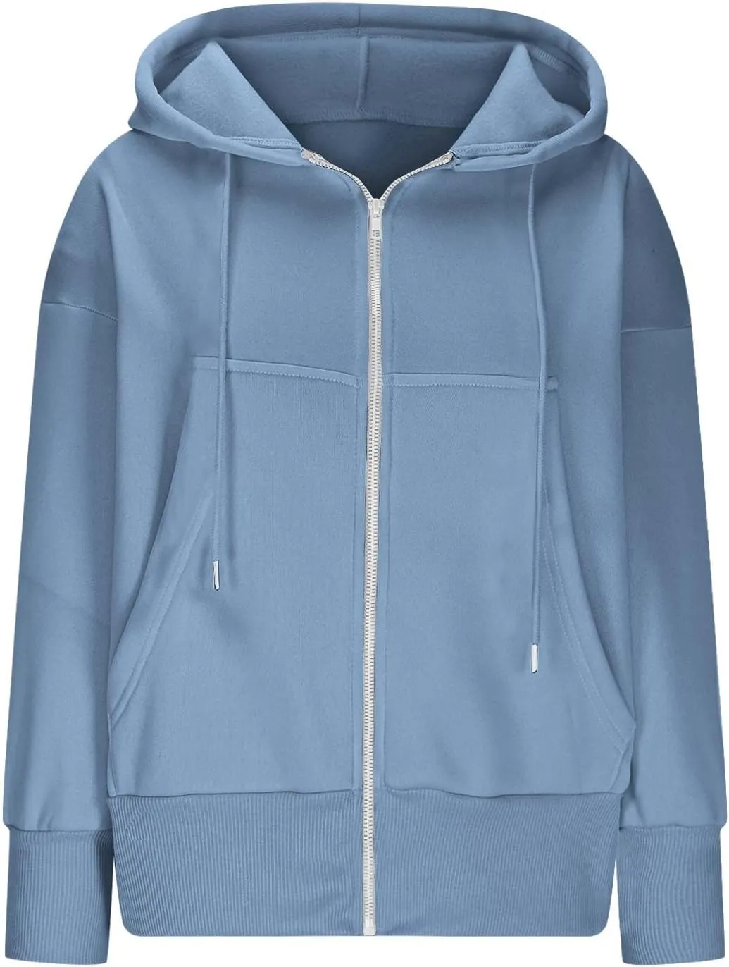 Womens Classic Fall Winter Sweatshirt Thicken Warm Cozy Soft Sweatshirts Long Sleeve Zip Up Hoodies with Pockets