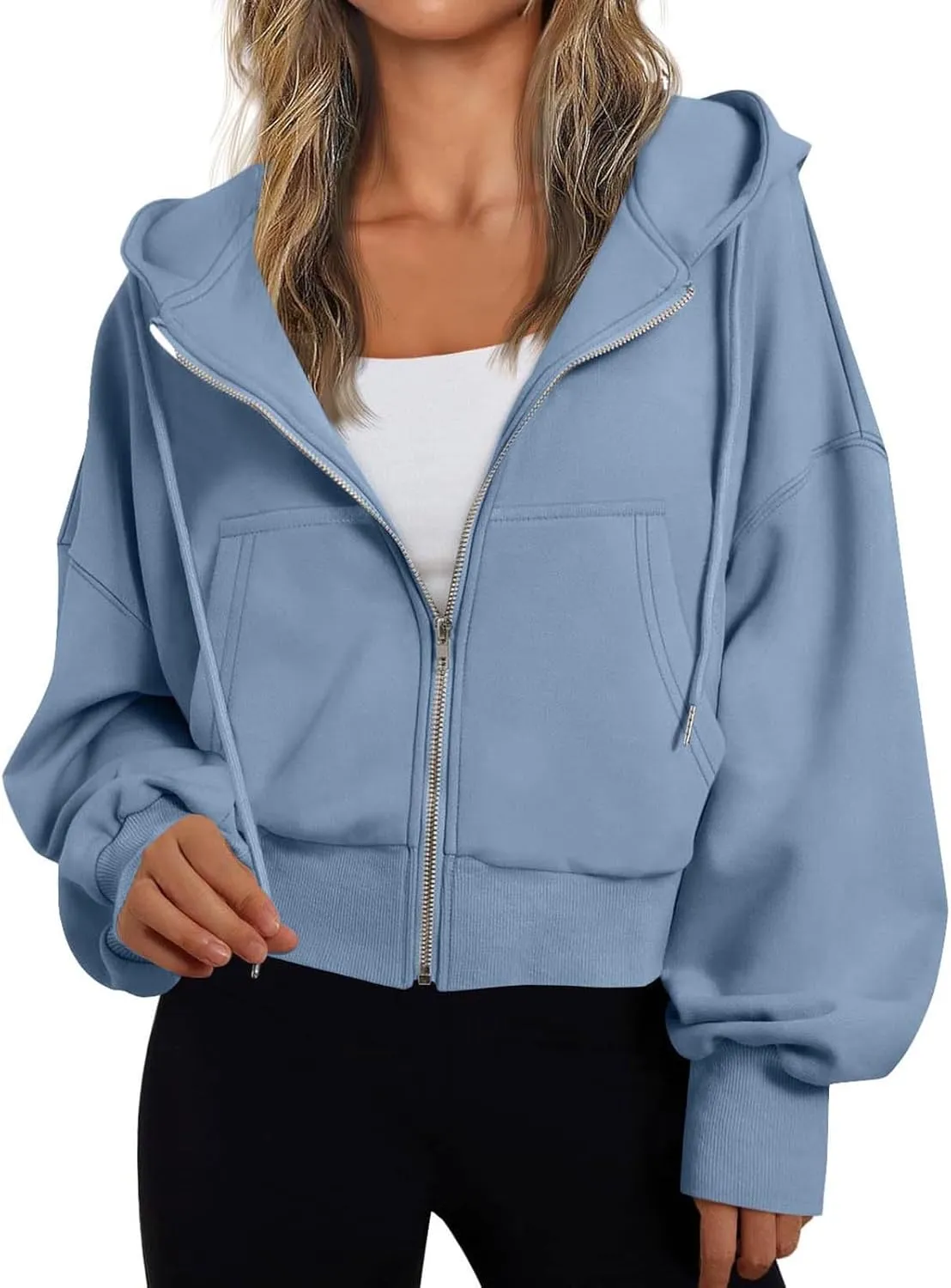 Womens Classic Fall Winter Sweatshirt Thicken Warm Cozy Soft Sweatshirts Long Sleeve Zip Up Hoodies with Pockets
