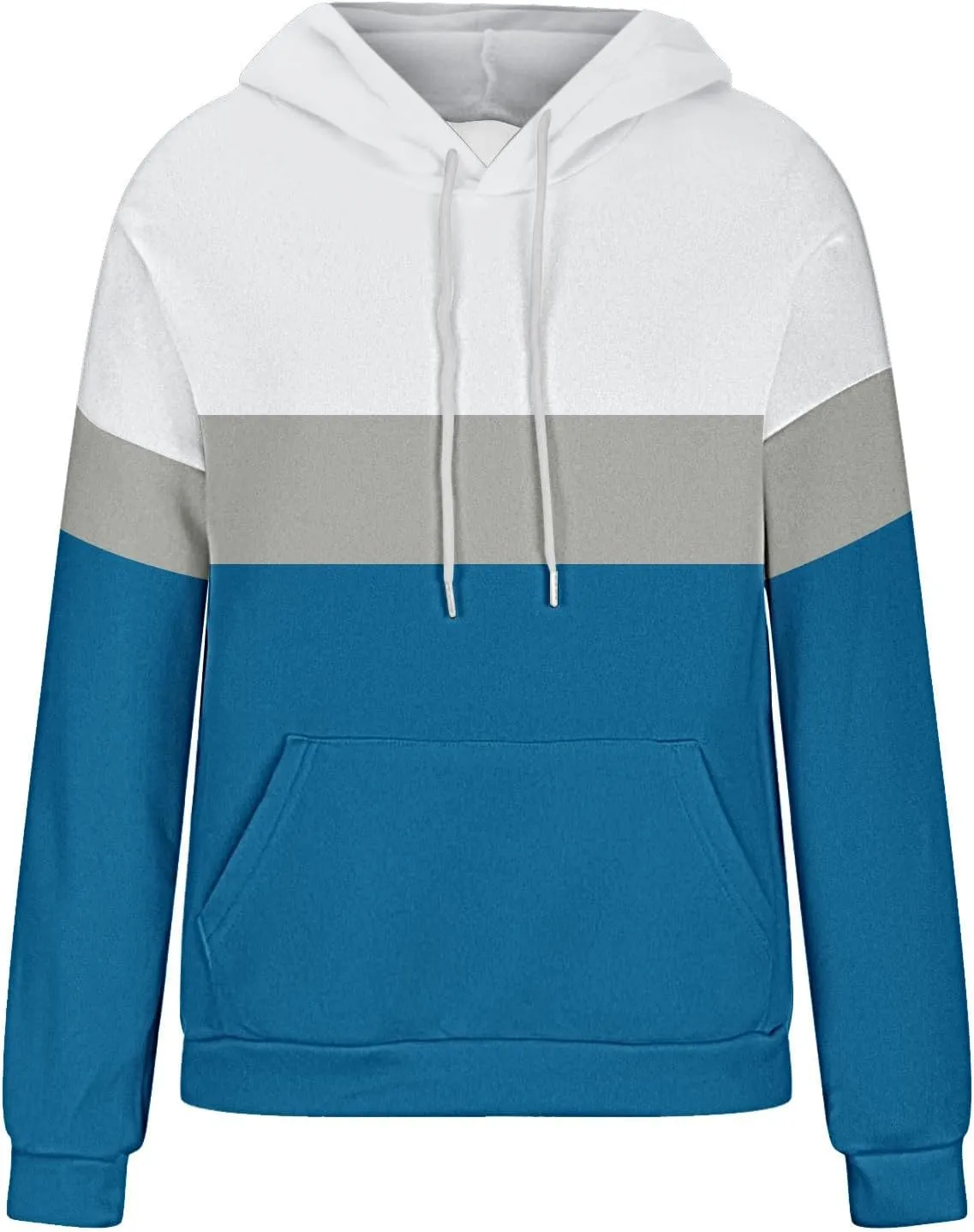 Womens Color Block Hooded Sweatshirts Casual Everyday Hoodies Long Sleeve Soft Loose Cozy Versatile Pullover Tops