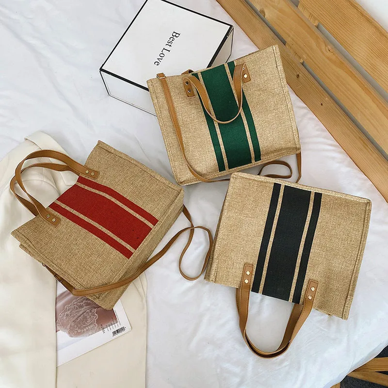 Women's Cotton Linen Large Capacity Spring Bags