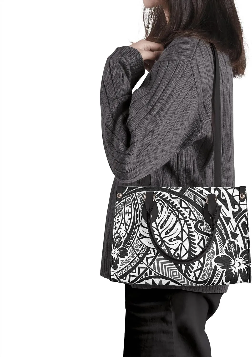 Women'S Crossbody Bag Square Tote Large Capacity Shoulder Bag Polynesian Hawaiian Pattern Custom Women'S Bag