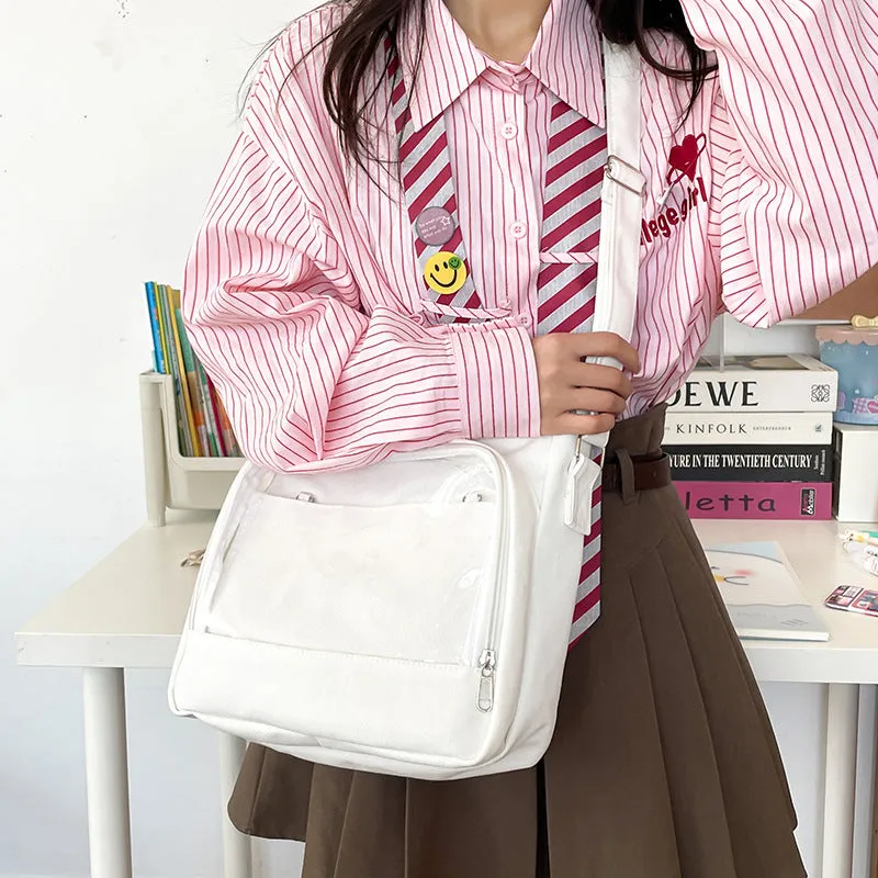 Women's Daily Minority Simple Transparent Basic Cartoon Doll Large Crossbody Bags