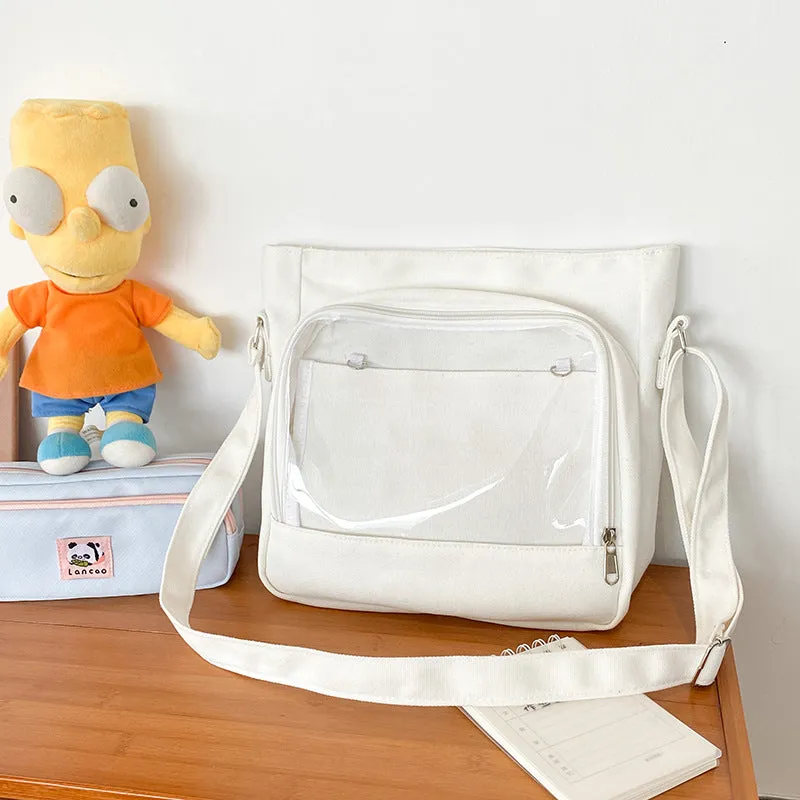 Women's Daily Minority Simple Transparent Basic Cartoon Doll Large Crossbody Bags