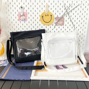 Women's Daily Minority Simple Transparent Basic Cartoon Doll Large Crossbody Bags