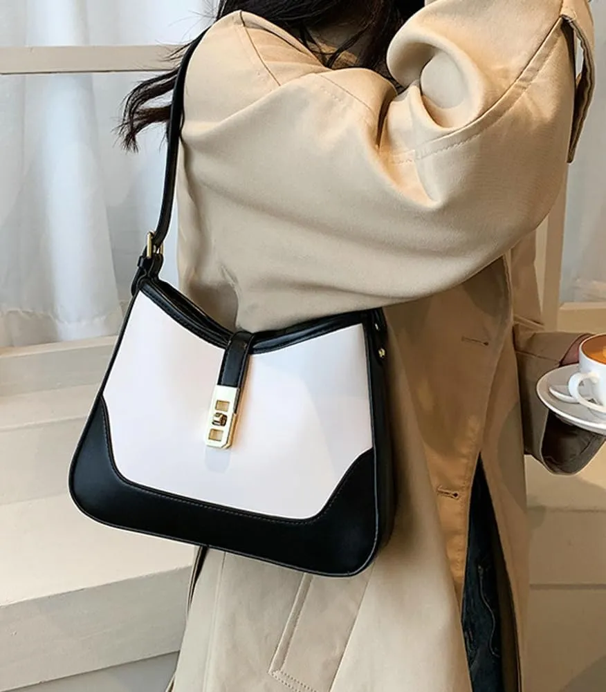 Womens Elegant Shoulder Tote Bag Handbag Saddle Crossbody Bag Underarm Purse PU Leather Top Handle Satchel