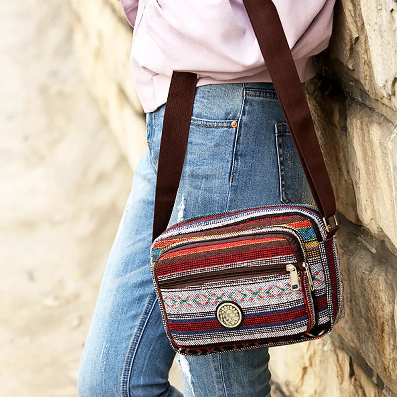 Women's Fashion Canvas Ethnic Style Large Capacity Crossbody Bags