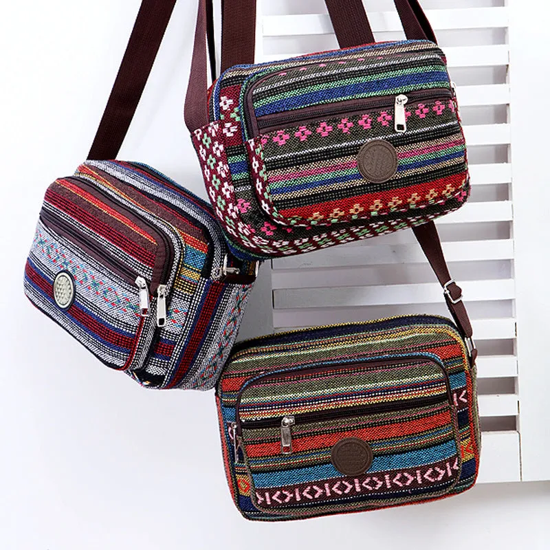 Women's Fashion Canvas Ethnic Style Large Capacity Crossbody Bags