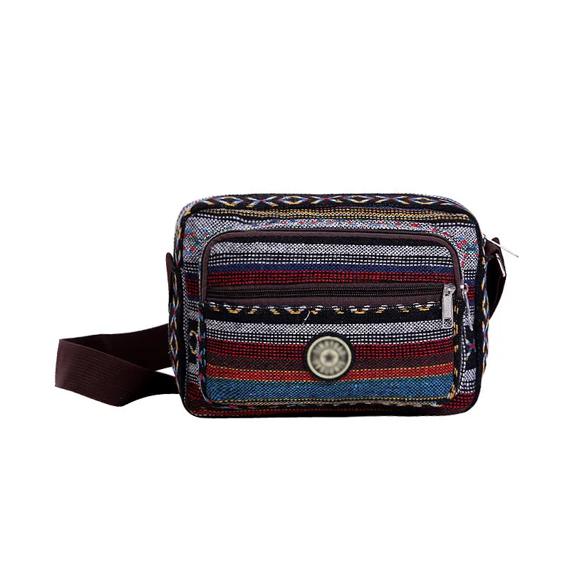Women's Fashion Canvas Ethnic Style Large Capacity Crossbody Bags
