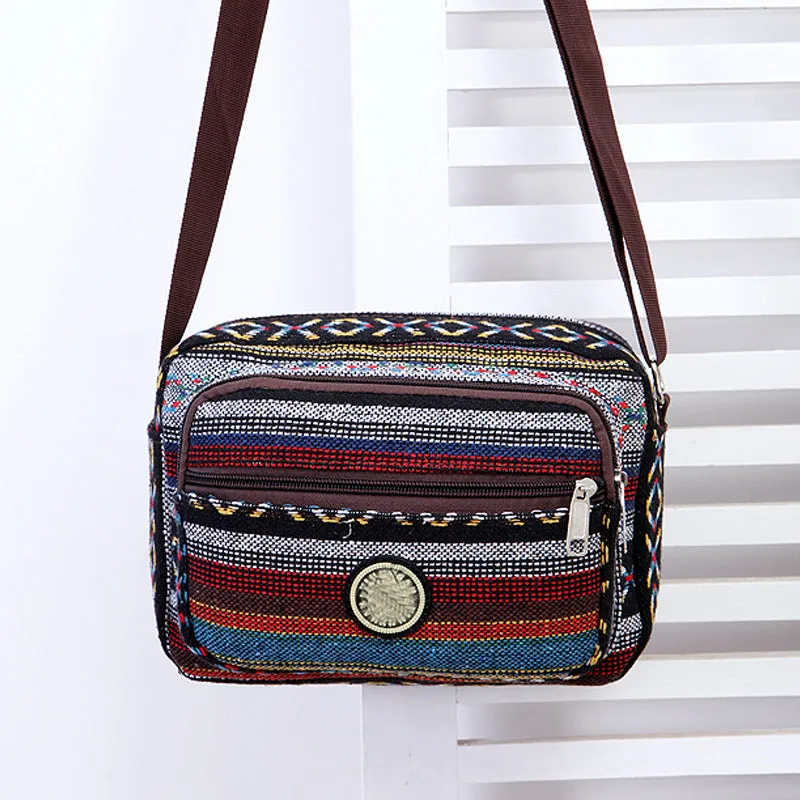 Women's Fashion Canvas Ethnic Style Large Capacity Crossbody Bags