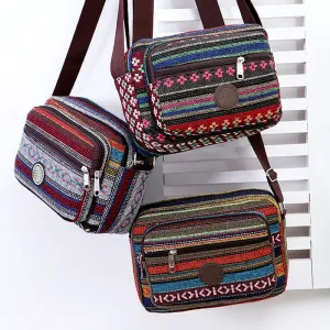 Women's Fashion Canvas Ethnic Style Large Capacity Crossbody Bags