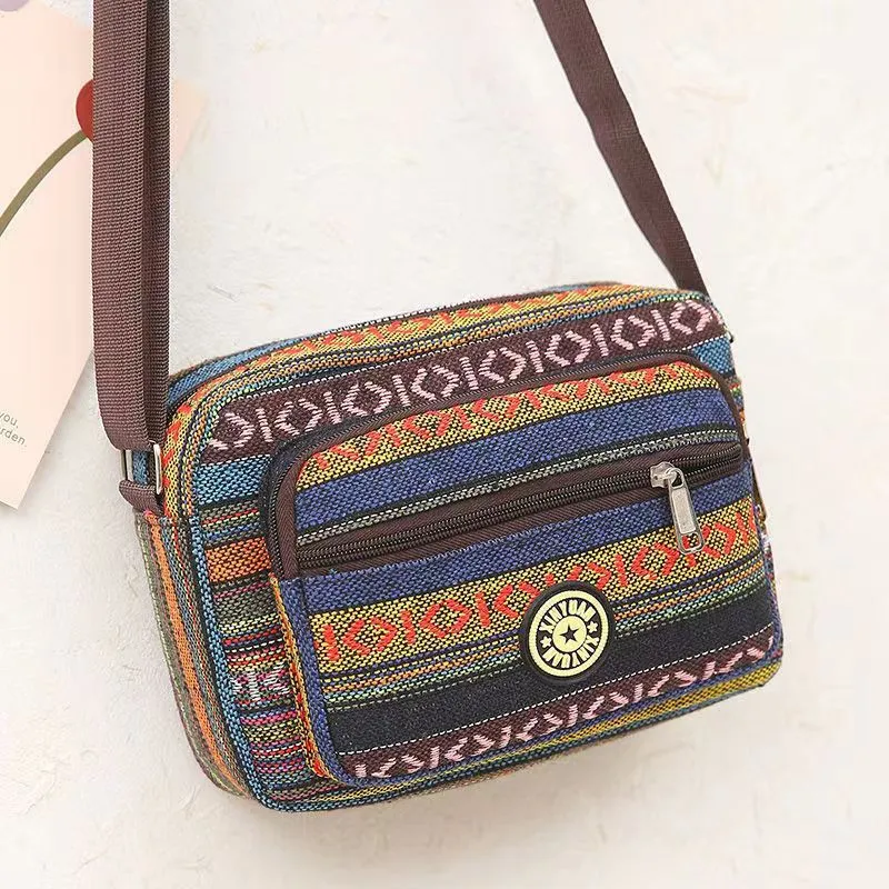Women's Fashion Canvas Ethnic Style Large Capacity Crossbody Bags
