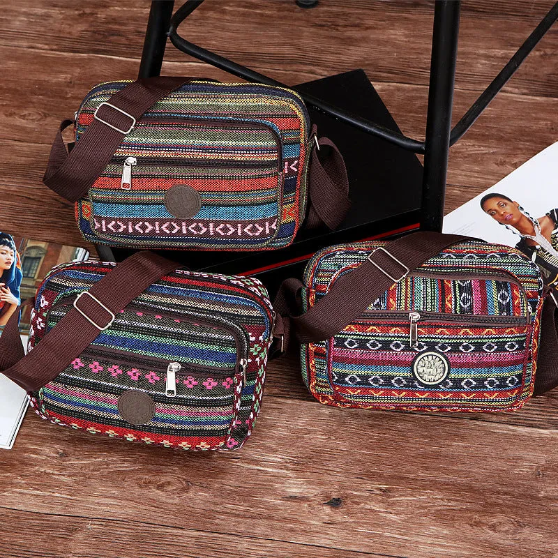 Women's Fashion Canvas Ethnic Style Large Capacity Crossbody Bags