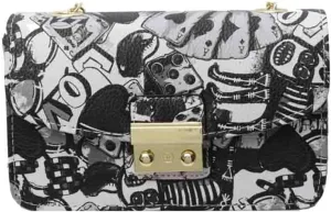 Women’s Fashion Printed Shoulder Bag, PU Leather Graffiti Square Tote Purse, Ladies Vintage Painted Pattern Crossbody Bag