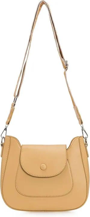 Women's Handbag Pu Leather Semi-Circular Saddle Bag Crossbody Bag, Yellow
