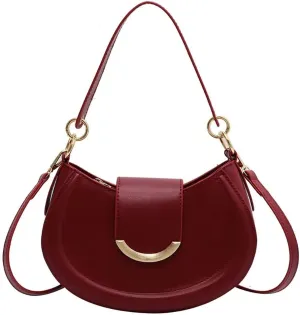 Women’s Leather Shoulder Bag Designer Crossbody Purse Simple Crescent Bag Top Handle Satchel Purse Vintage Tote Bag
