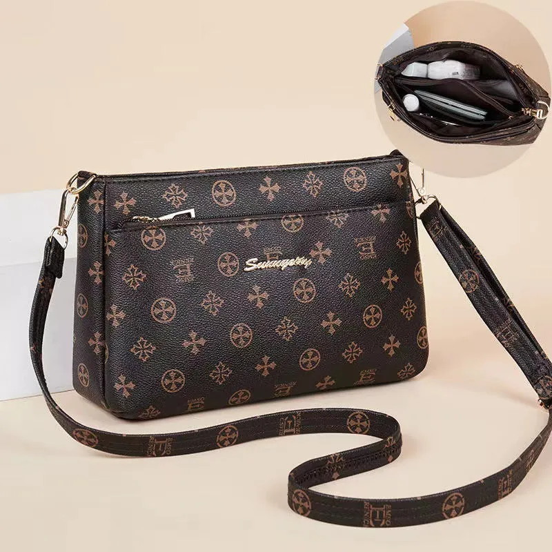 Women's Leather Wide Bottom Large Capacity Mother's Crossbody Bags