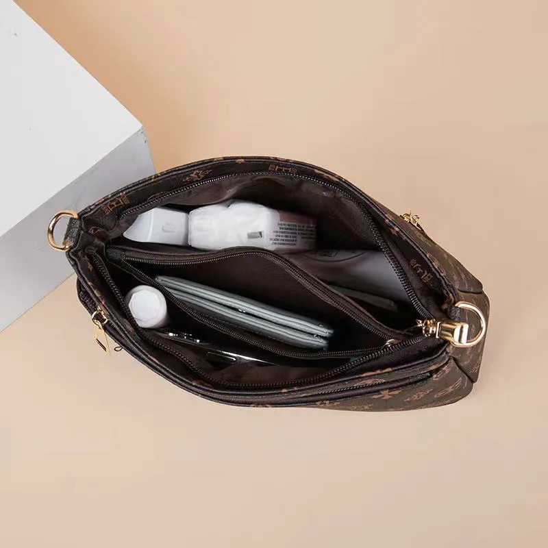 Women's Leather Wide Bottom Large Capacity Mother's Crossbody Bags