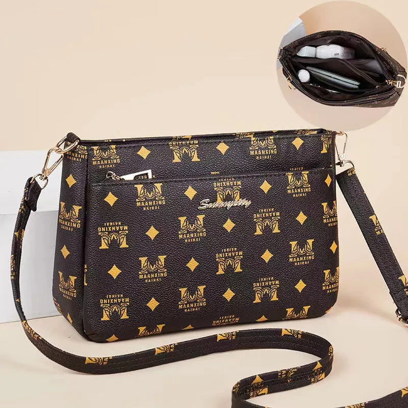 Women's Leather Wide Bottom Large Capacity Mother's Crossbody Bags