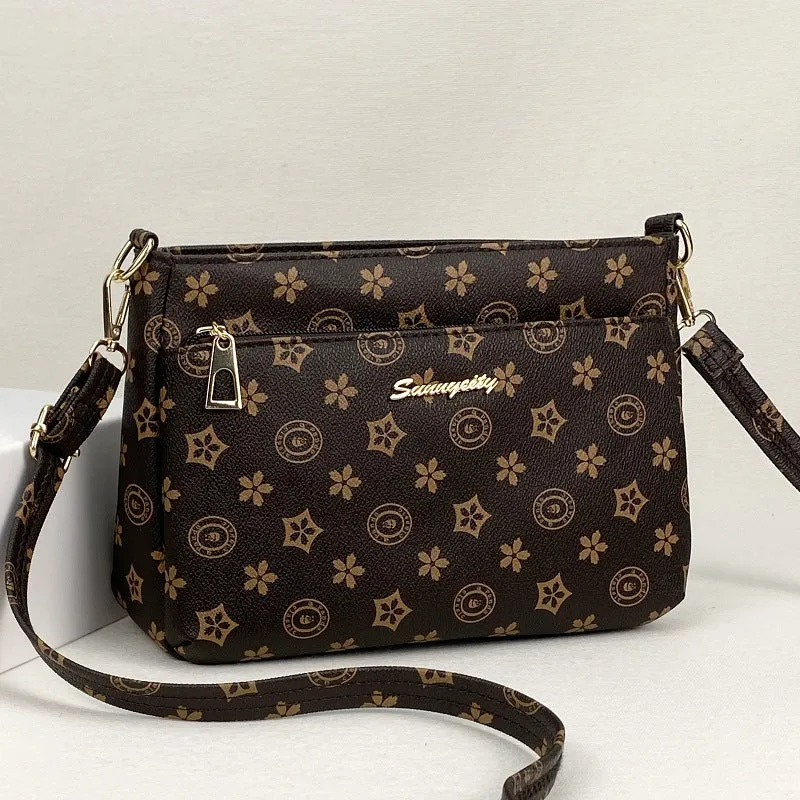 Women's Leather Wide Bottom Large Capacity Mother's Crossbody Bags