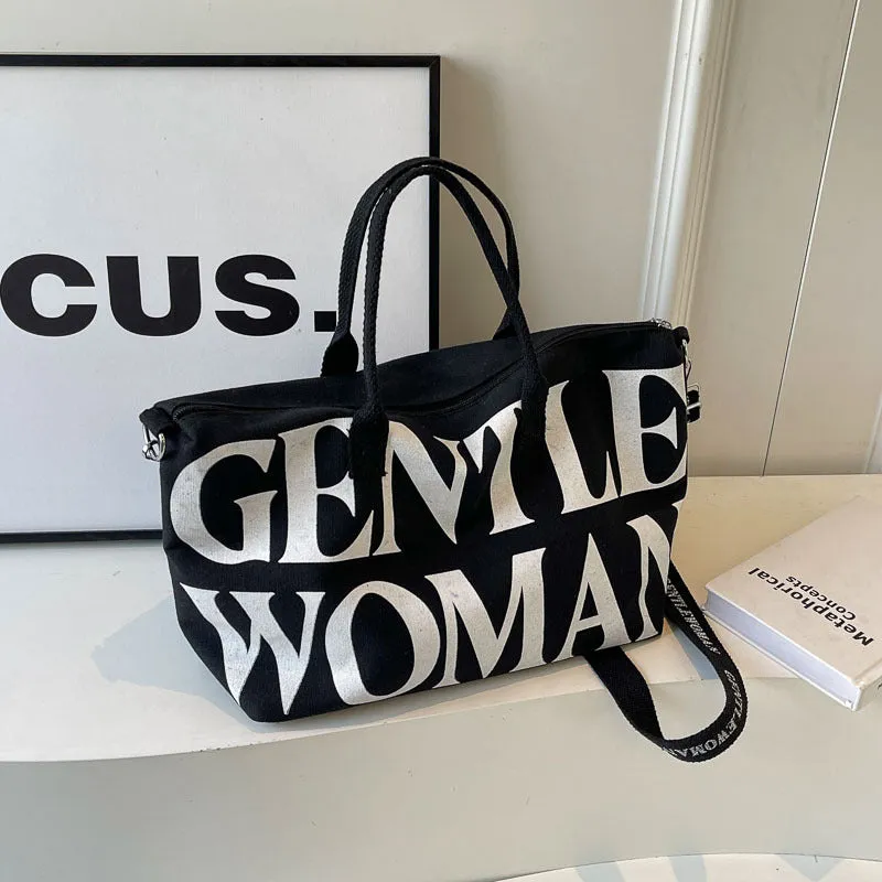 Women's Letter Fashion Canvas Large Capacity Portable Crossbody Bags
