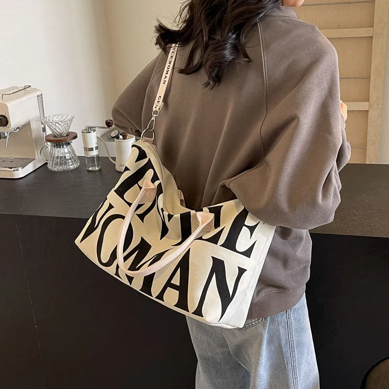 Women's Letter Fashion Canvas Large Capacity Portable Crossbody Bags