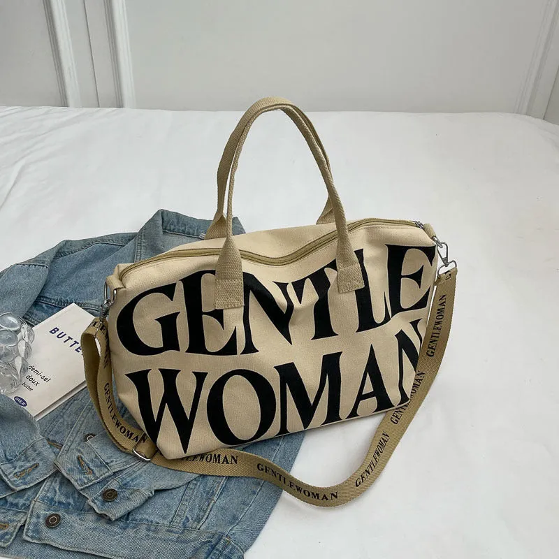 Women's Letter Fashion Canvas Large Capacity Portable Crossbody Bags