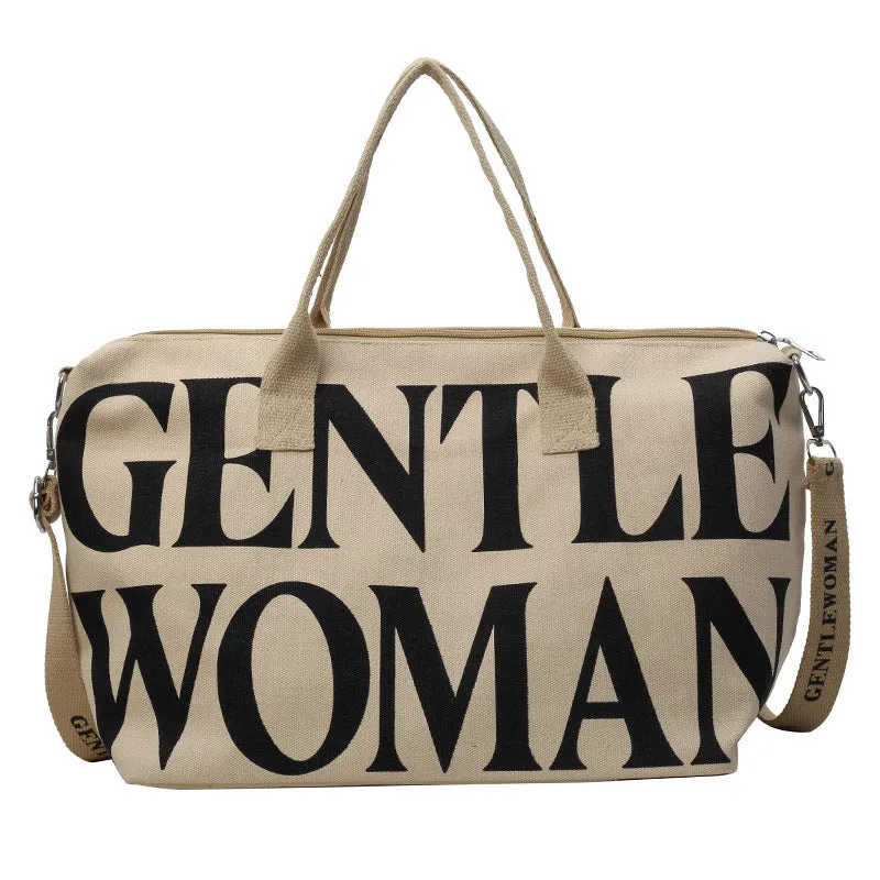 Women's Letter Fashion Canvas Large Capacity Portable Crossbody Bags