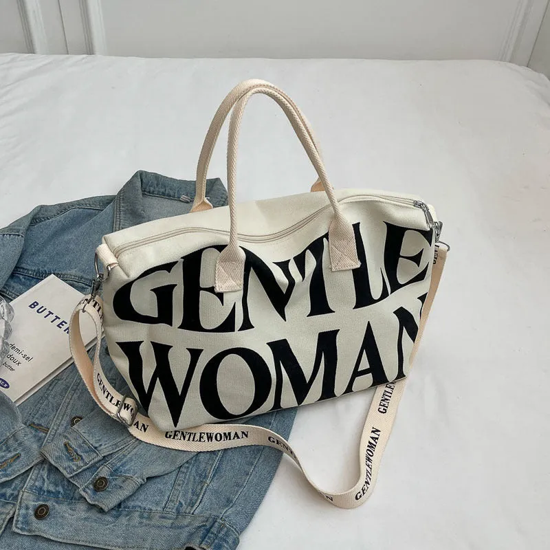Women's Letter Fashion Canvas Large Capacity Portable Crossbody Bags