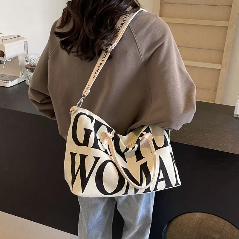 Women's Letter Fashion Canvas Large Capacity Portable Crossbody Bags
