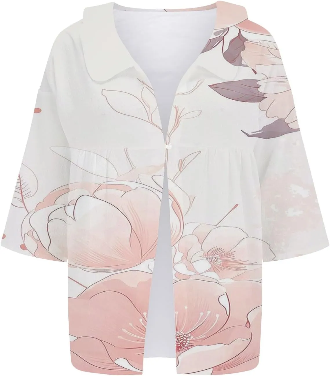 Women's Linen Blouse Women's Floral Butterfly Print Natural Autumn Fragrant Fabric Shirt Cotton Linen Shirt Blouse