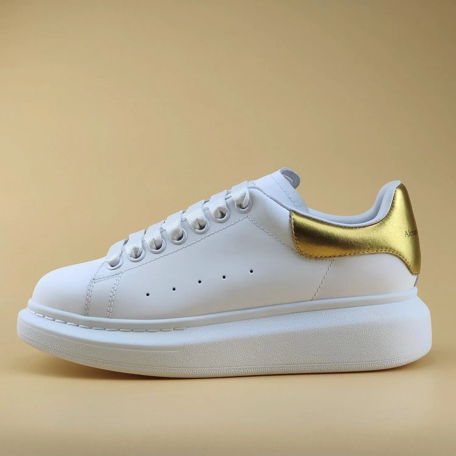 Women's Mcqueen White Platform Height Increasing Breathable Casual Shoes