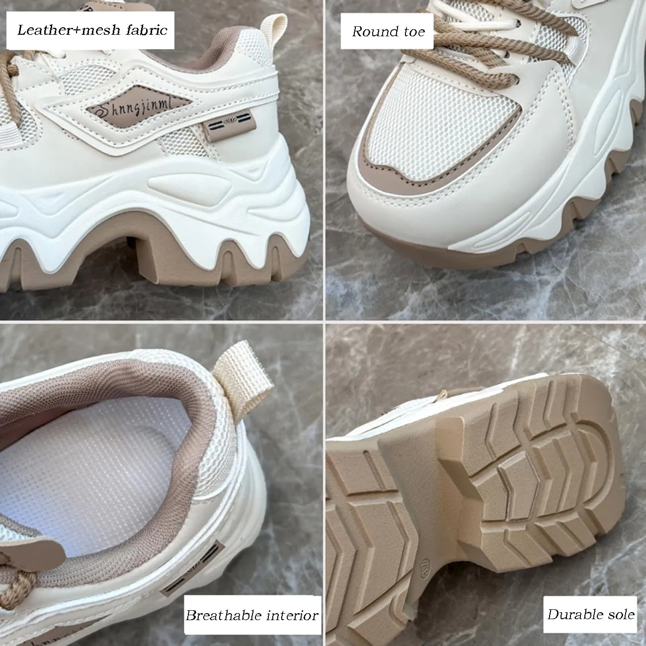 Womens Mesh Platform Sneakers Comfortable Walking Shoes Retro Breathable Casual Everyday Shoes
