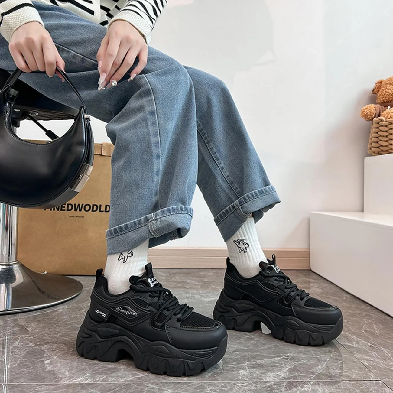 Womens Mesh Platform Sneakers Comfortable Walking Shoes Retro Breathable Casual Everyday Shoes