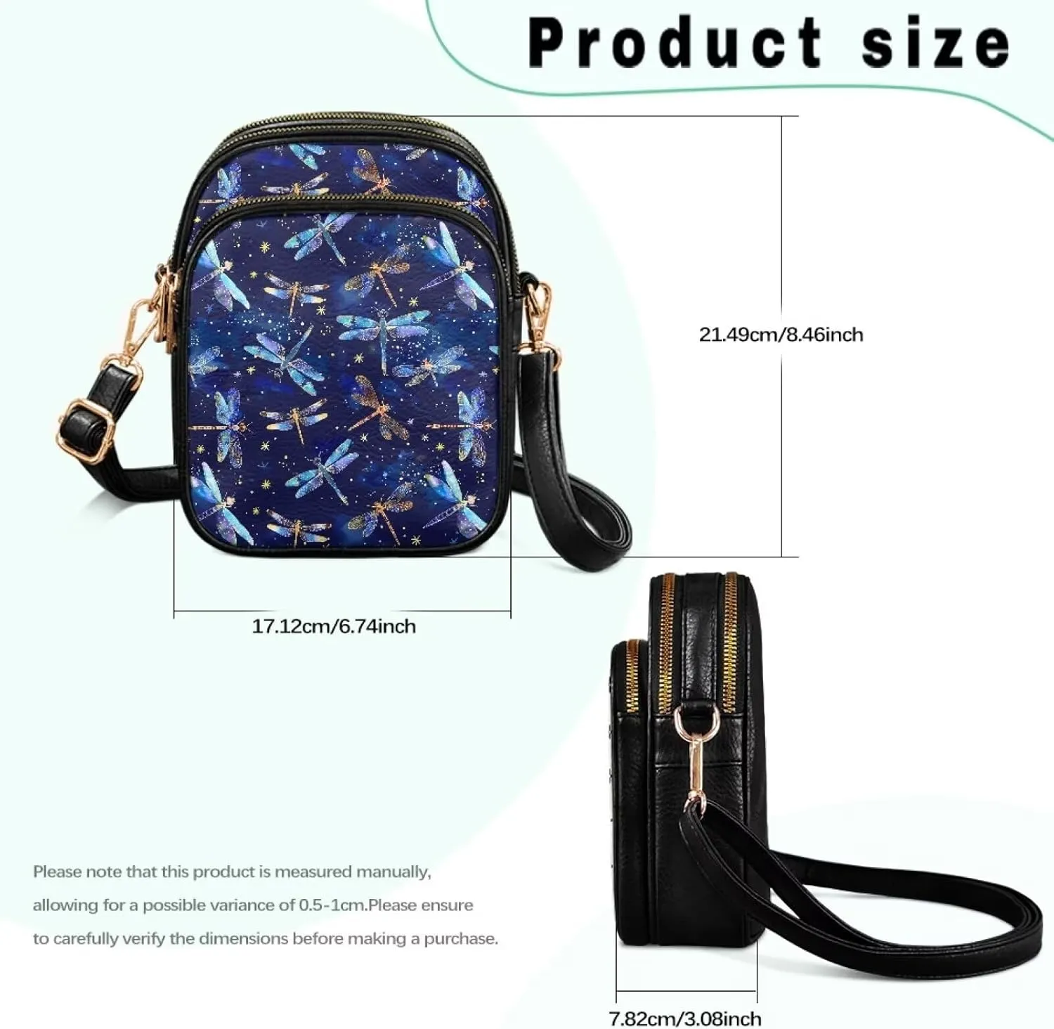Womens Multi Pocket PU Leather Crossbody Bag Shoulder Bag Handbags with Adjustable Strap for Ladies Teen Girls