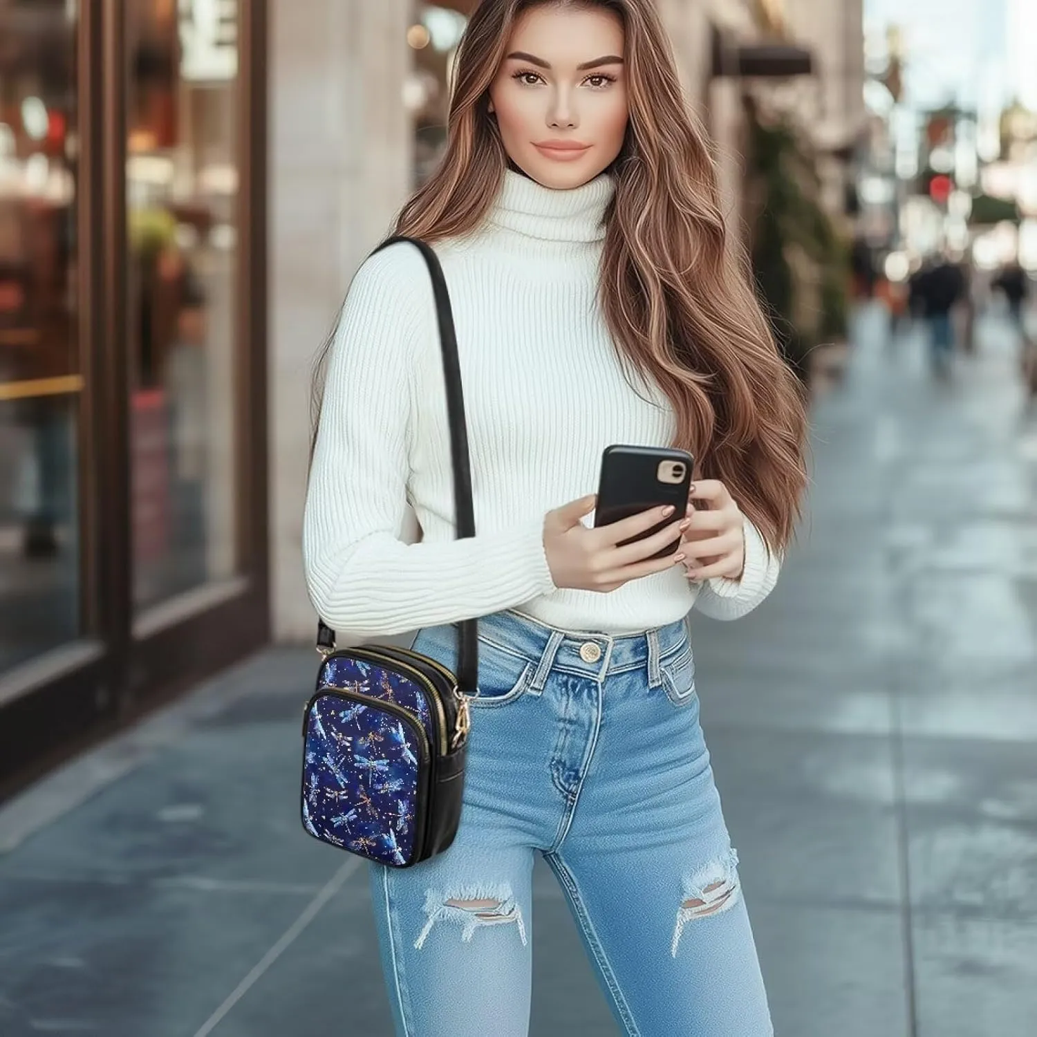 Womens Multi Pocket PU Leather Crossbody Bag Shoulder Bag Handbags with Adjustable Strap for Ladies Teen Girls