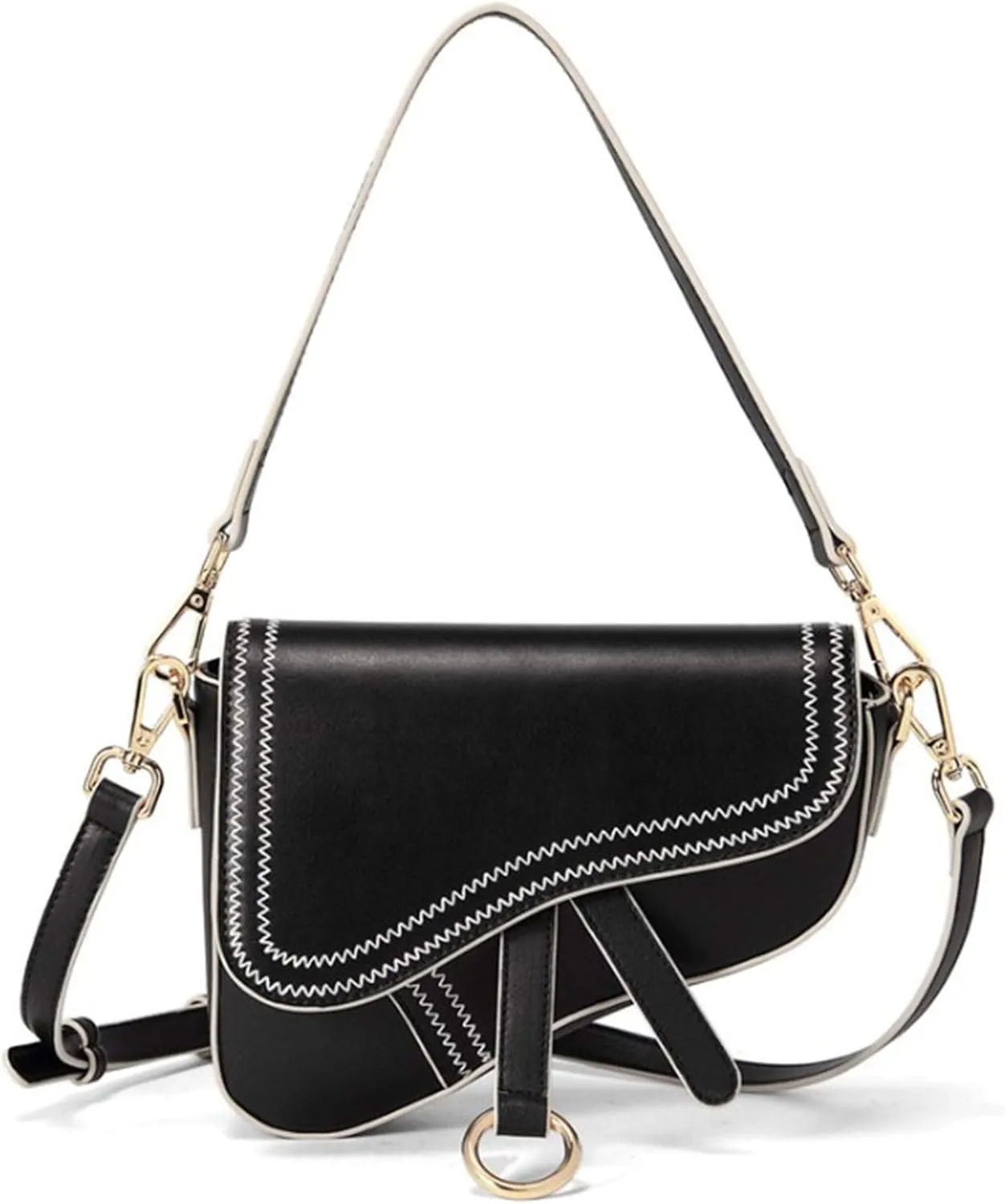Women's Saddle Bag Vintage Stitching Mini Crossbody Shoulder Strap Small Purse