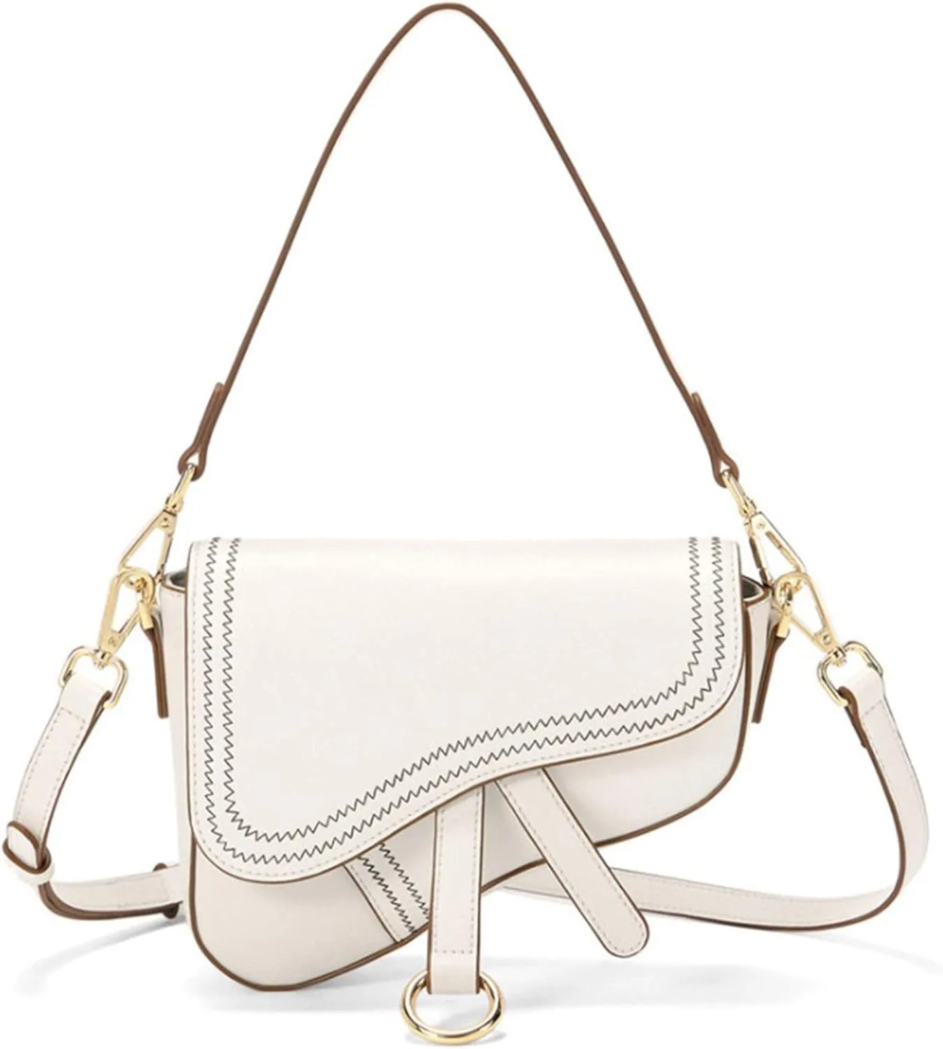 Women's Saddle Bag Vintage Stitching Mini Crossbody Shoulder Strap Small Purse